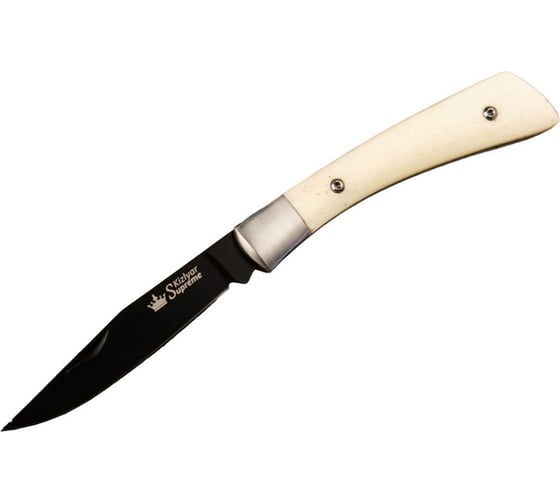Складной нож Kizlyar Supreme Gent cталь D2, Black Titanium, рукоять из натуральной кости 4610094291701 1