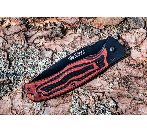 Складной нож Kizlyar Supreme Prime cталь D2, Black Titanium, рукоять из G10 4650065056014
