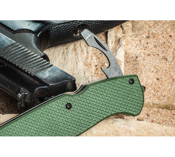 Складной нож Kizlyar Supreme Ute cталь 440C, StoneWash, рукоять из зеленого G10 4650065055796