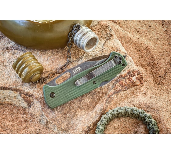 Складной нож Kizlyar Supreme Ute cталь 440C, StoneWash, рукоять из зеленого G10 4650065055796