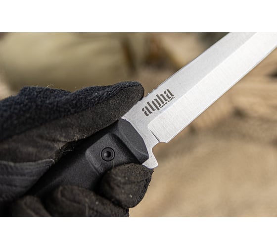 Туристический нож Kizlyar Supreme Alpha сталь 420HC, StoneWash, рукоять из черного кратона 4650065059831