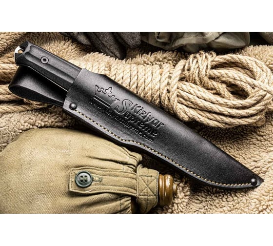 Туристический нож Kizlyar Supreme Alpha сталь 420HC, StoneWash, рукоять из черного кратона 4650065059831