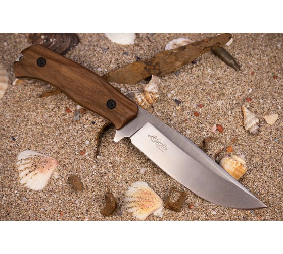 Туристический нож Kizlyar Supreme Atlantis сталь AUS-10Co, StoneWash, рукоять из Кавказского ореха 4610094293088