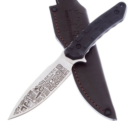 Туристический нож Kizlyar Supreme Aztec сталь D2, StoneWash, рукоять из G10, в кожаном чехле 4650065059725