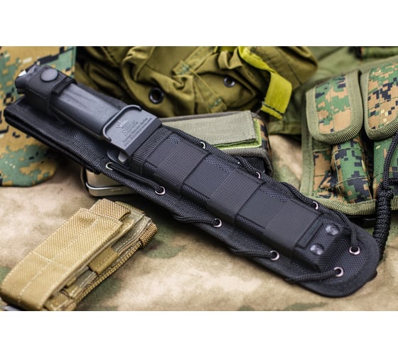Туристический нож Kizlyar Supreme Alpha сталь AUS-8, TacWash, рукоять из черного кратона 4650065057295