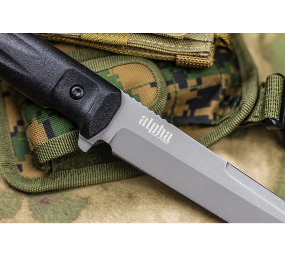 Туристический нож Kizlyar Supreme Alpha сталь AUS-8, TacWash, рукоять из черного кратона 4650065057295