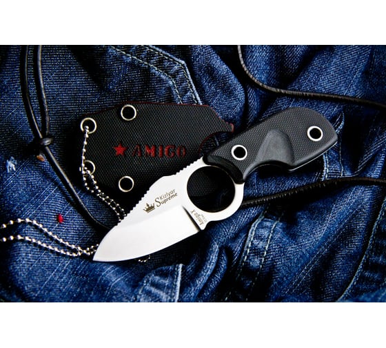Туристический нож Kizlyar Supreme Amigo X сталь D2, Satin, рукоять из черного G10 4650065056090