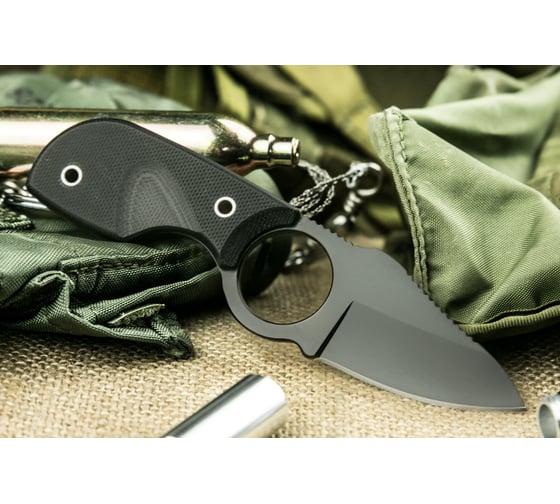 Туристический нож Kizlyar Supreme Amigo X сталь D2, Black Titanium, рукоять из черного G13 4650065056076