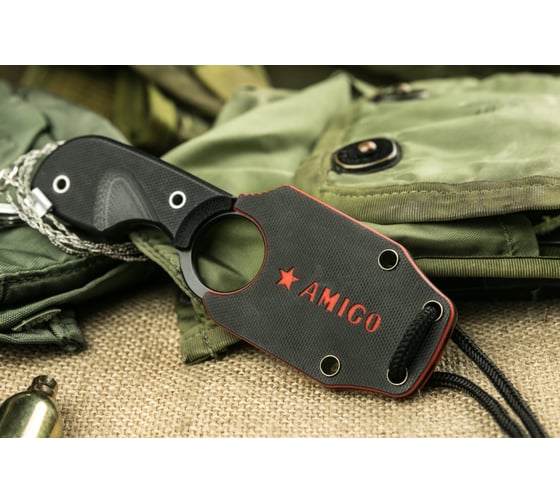 Туристический нож Kizlyar Supreme Amigo X сталь D2, Black Titanium, рукоять из черного G13 4650065056076