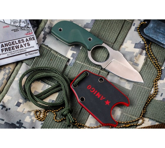 Туристический нож Kizlyar Supreme Amigo X сталь D2, Satin, рукоять из зеленого G10 4650065056137