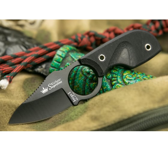 Туристический нож Kizlyar Supreme Amigo X сталь AUS-8, Black Titanium, рукоять из черного G10 4650065056038