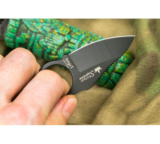 Туристический нож Kizlyar Supreme Amigo X сталь AUS-8, Black Titanium, рукоять из черного G10 4650065056038