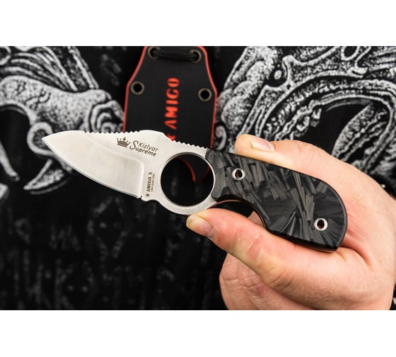 Туристический нож Kizlyar Supreme Amigo X сталь CPM S35VN, Satin, рукоять из карбона 4650065050784