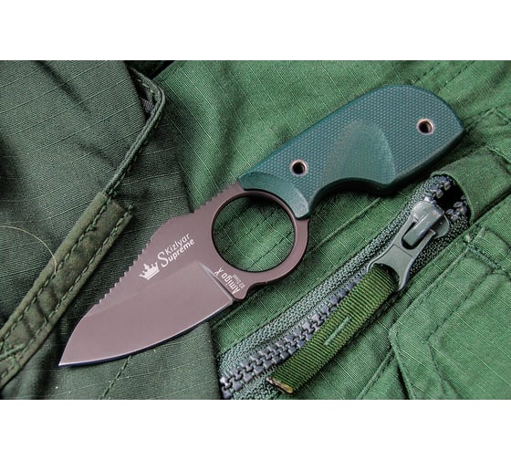 Туристический нож Kizlyar Supreme Amigo X сталь D2 Grey, Titanium, рукоять из зеленого G10 4650065056113
