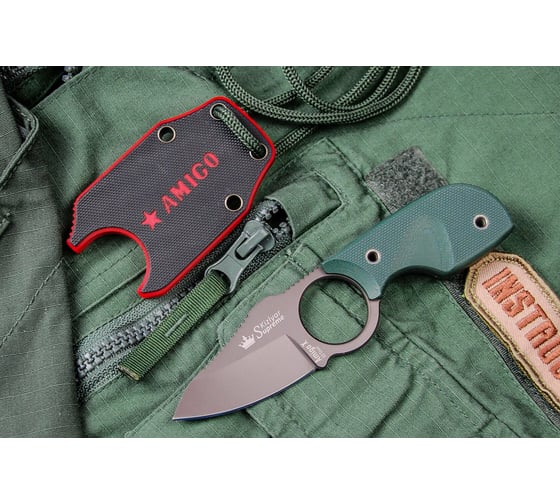 Туристический нож Kizlyar Supreme Amigo X сталь D2 Grey, Titanium, рукоять из зеленого G10 4650065056113