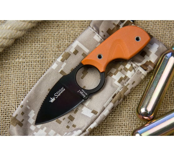 Туристический нож Kizlyar Supreme Amigo Z сталь AUS-8, Black, Titanium, рукоять из оранжевого G10 4650065056175