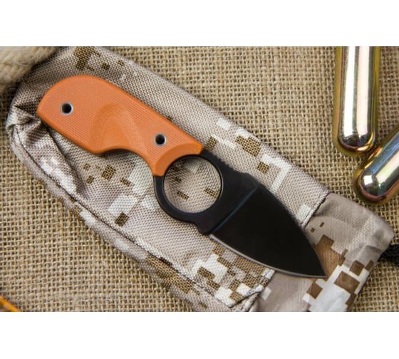 Туристический нож Kizlyar Supreme Amigo Z сталь AUS-8, Black, Titanium, рукоять из оранжевого G10 4650065056175