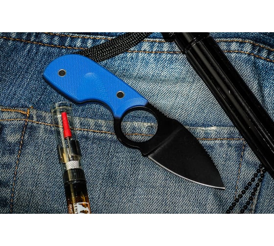 Туристический нож Kizlyar Supreme Amigo Z сталь D2 Black, Titanium, рукоять из синего G10 4650065056212