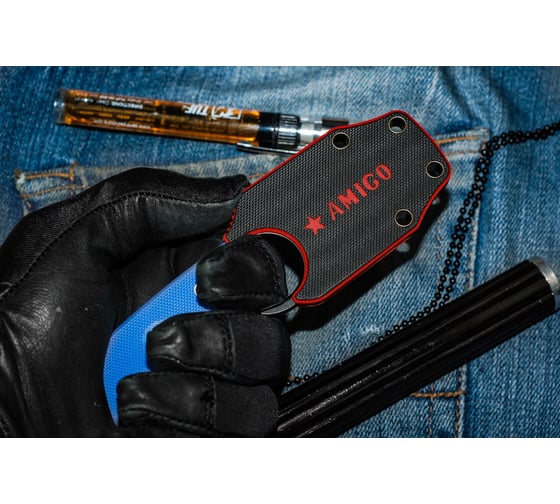 Туристический нож Kizlyar Supreme Amigo Z сталь D2 Black, Titanium, рукоять из синего G10 4650065056212