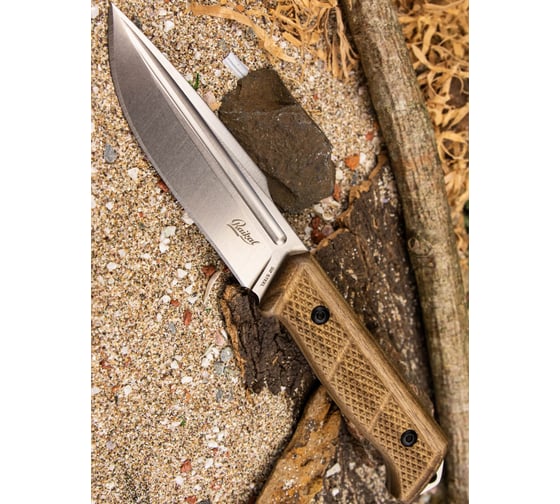 Туристический нож Kizlyar Supreme Baikal сталь D2, StoneWash, рукоять из Кавказского Ореха кожаные ножны 4610094291206