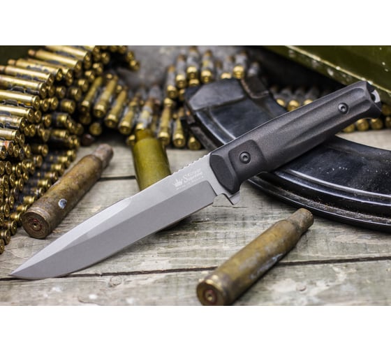 Туристический нож Kizlyar Supreme Delta сталь AUS-8, TacWash, рукоять из черного кратона 4650065057479