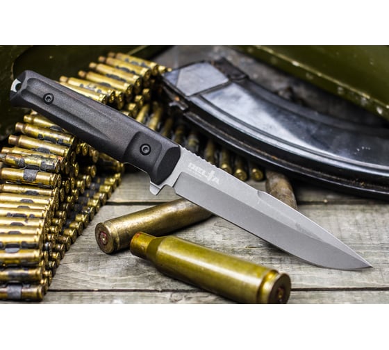 Туристический нож Kizlyar Supreme Delta сталь AUS-8, TacWash, рукоять из черного кратона 4650065057479