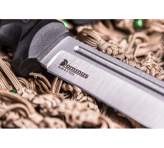 Туристический нож Kizlyar Supreme Dominus сталь AUS-8, StoneWash, рукоять из черного кратона 4650065057561