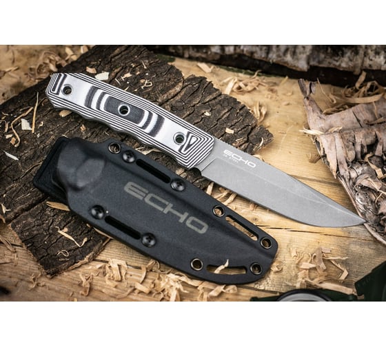Туристический нож Kizlyar Supreme Echo сталь D2, TacWash, рукоять из G10 Kydex 4650065057639