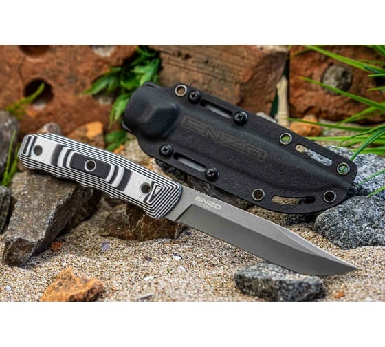 Туристический нож Kizlyar Supreme Enzo сталь AUS-8, TacWash, рукоять из G10 Kydex 4650065058612