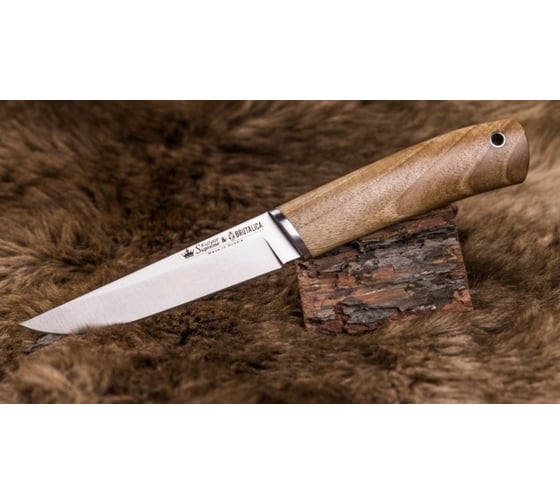 Туристический нож Kizlyar Supreme Malamute сталь Niolox, StoneWash, рукоять из Кавказского ореха 4650065057752