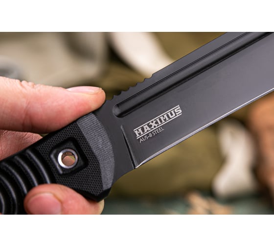Туристический нож Kizlyar Supreme Maximus сталь AUS-8, Black Titanium, рукоять из G10 4650065052177