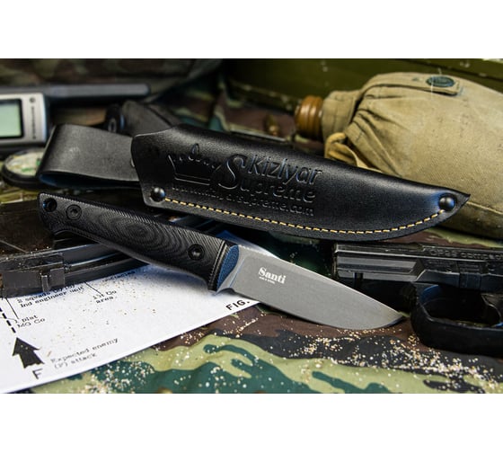 Туристический нож Kizlyar Supreme Santi сталь AUS-8, TacWash, рукоять из G10 4650065058025