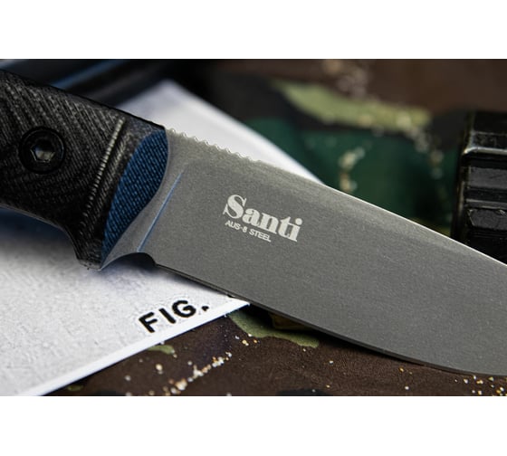 Туристический нож Kizlyar Supreme Santi сталь AUS-8, TacWash, рукоять из G10 4650065058025