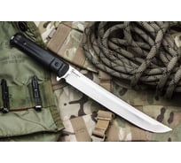 Туристический нож Kizlyar Supreme Sensei сталь AUS-8, StoneWash, рукоять из черного кратона 4650065058148