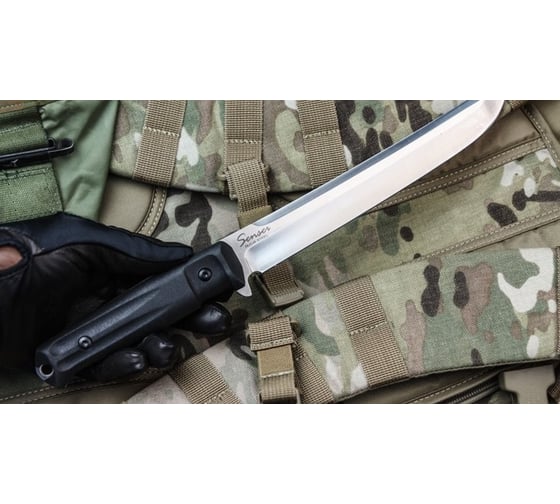 Туристический нож Kizlyar Supreme Sensei сталь AUS-8, StoneWash, рукоять из черного кратона 4650065058148
