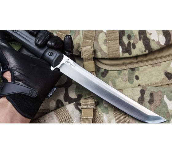 Туристический нож Kizlyar Supreme Sensei сталь AUS-8, StoneWash, рукоять из черного кратона 4650065058148