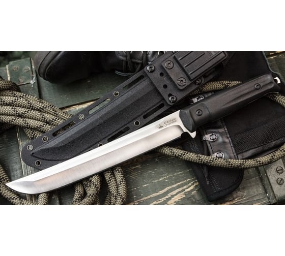 Туристический нож Kizlyar Supreme Sensei сталь D2, StoneWash, рукоять из черного кратона 4650065055186 1