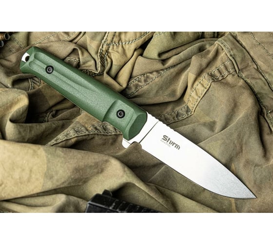 Туристический нож Kizlyar Supreme Sturm сталь AUS-8, StoneWash, Олива 4650065058247 4650065058254