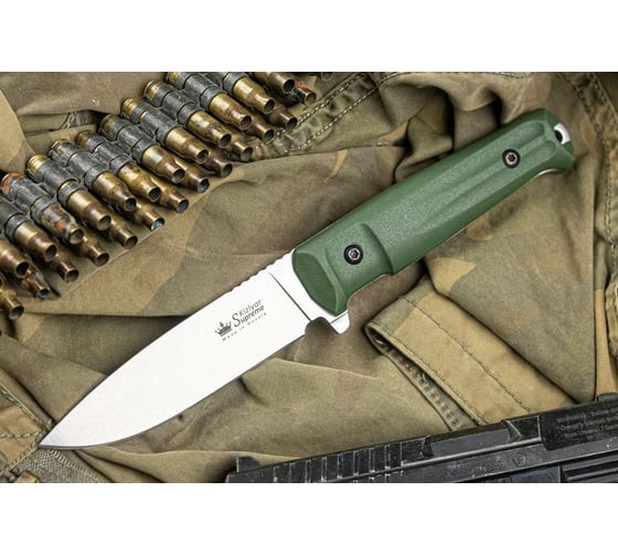Туристический нож Kizlyar Supreme Sturm сталь AUS-8, StoneWash, Олива 4650065058247 4650065058254