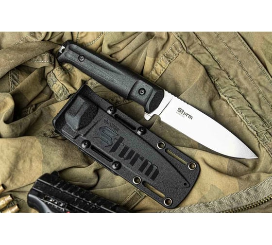 Туристический нож Kizlyar Supreme Sturm сталь AUS-8, StoneWash, Черный 4650065058254 4650065058247