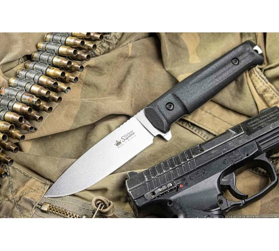 Туристический нож Kizlyar Supreme Sturm сталь AUS-8, StoneWash, Черный 4650065058254 4650065058247