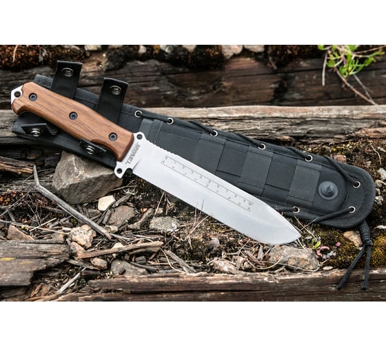 Туристический нож Kizlyar Supreme Survivalist X сталь AUS-8, StoneWash, рукоять из Кавказского ореха 4650065057202