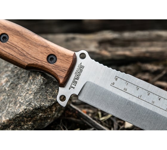 Туристический нож Kizlyar Supreme Survivalist X сталь AUS-8, StoneWash, рукоять из Кавказского ореха 4650065057202