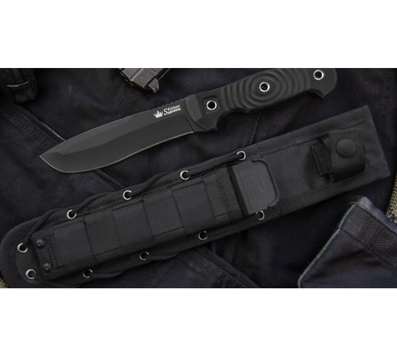 Туристический нож Kizlyar Supreme Vendetta сталь D2, Black Titanium, рукоять из G10 4650065051019