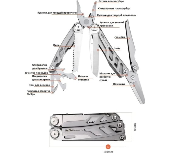 Мультитул Nextool Xiaomi Flagship Pro черный NE20120