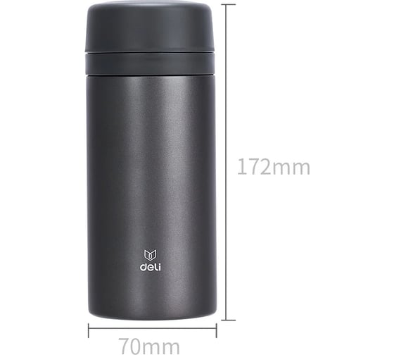 Термос DELI 17657dk-gray 0.42л, темно-серый 1426725