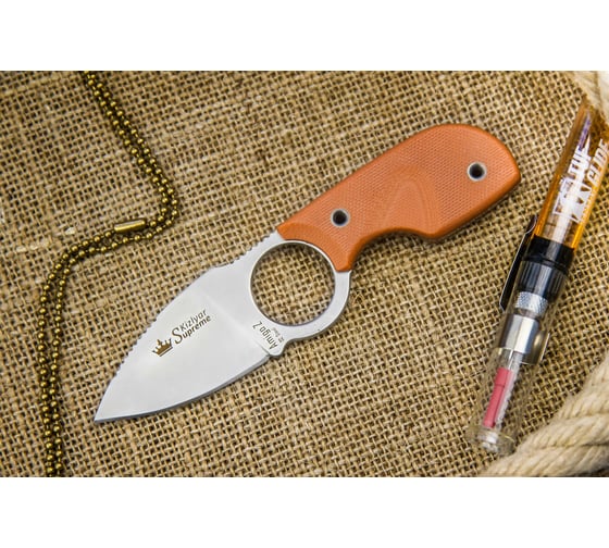 Туристический нож Kizlyar Supreme Amigo Z сталь D2, Satin, рукоять из оранжевого G10 4650065056199