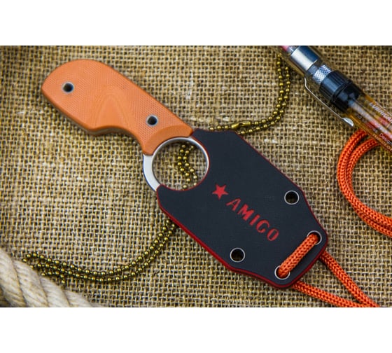 Туристический нож Kizlyar Supreme Amigo Z сталь D2, Satin, рукоять из оранжевого G10 4650065056199