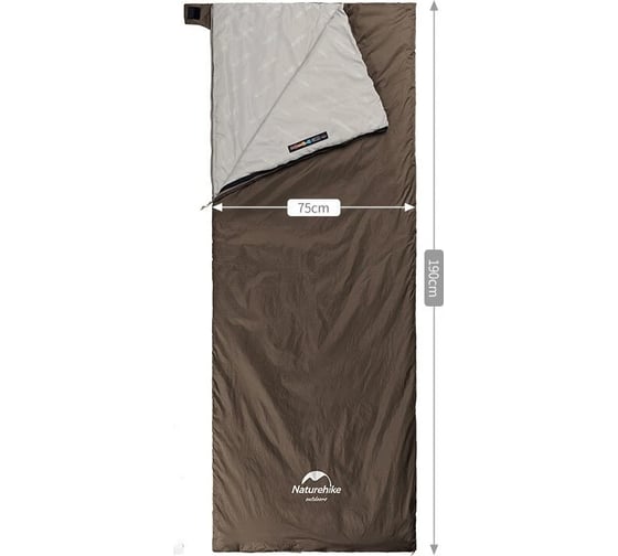 Спальный мешок Naturehike NH21MSD09 LW180 серо-коричневый 6927595777954