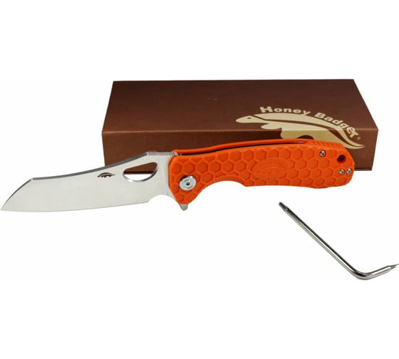 Нож Honey Badger Wharncleaver D2 L с оранжевой рукоятью HB1160